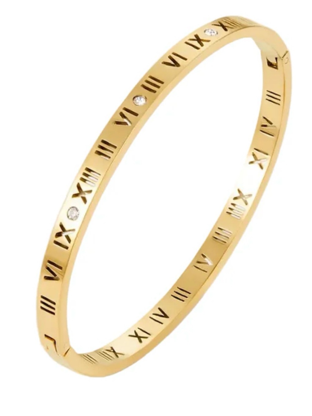 Atlas Gold Roman Numeral Bangle Bracelet - Elegant Women's Jewelry